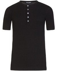 T-shirt à col boutonné noir Dolce & Gabbana