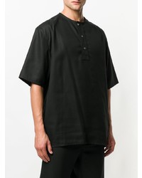 T-shirt à col boutonné noir Lemaire