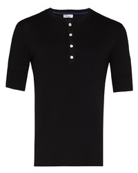 T-shirt à col boutonné noir Schiesser