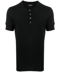 T-shirt à col boutonné noir Tom Ford