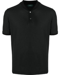 T-shirt à col boutonné noir Zanone