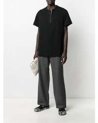 T-shirt à col boutonné noir Yohji Yamamoto