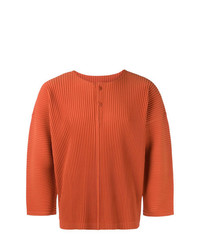 T-shirt à col boutonné orange Homme Plissé Issey Miyake