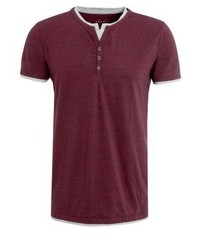 T-shirt à col boutonné pourpre foncé Esprit