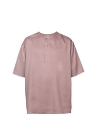 T-shirt à col boutonné rose Lemaire