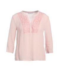 T-shirt à col boutonné rose Only
