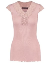 T-shirt à col boutonné rose Rosemunde
