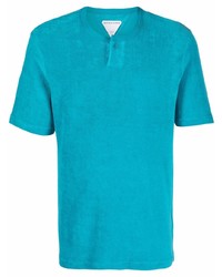 T-shirt à col boutonné turquoise Bottega Veneta