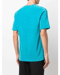 T-shirt à col boutonné turquoise Bottega Veneta