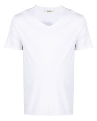 T-shirt à col en v à fleurs blanc Zadig & Voltaire