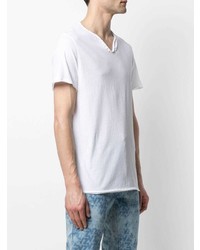 T-shirt à col en v à fleurs blanc Zadig & Voltaire