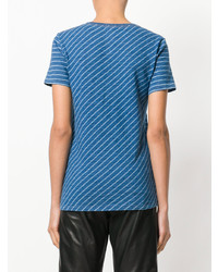 T-shirt à col en v à rayures horizontales bleu Rag & Bone