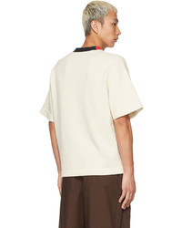 T-shirt à col en v beige Jil Sander