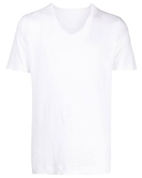 T-shirt à col en v blanc 120% Lino
