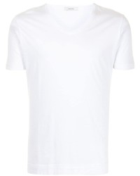 T-shirt à col en v blanc Adam Lippes
