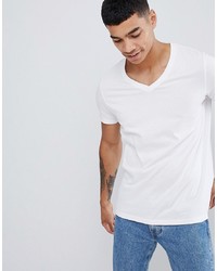 T-shirt à col en v blanc ASOS DESIGN