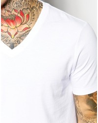 T-shirt à col en v blanc Asos