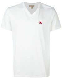 T-shirt à col en v blanc Burberry