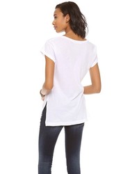 T-shirt à col en v blanc LnA