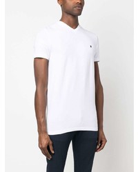 T-shirt à col en v blanc Dondup