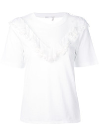 T-shirt à col en v blanc Chloé