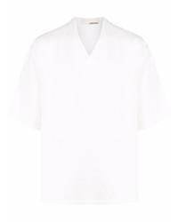 T-shirt à col en v blanc Costumein