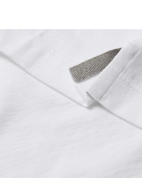 T-shirt à col en v blanc Brunello Cucinelli