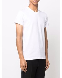 T-shirt à col en v blanc Jil Sander