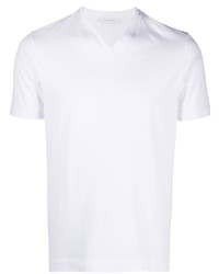 T-shirt à col en v blanc Cruciani