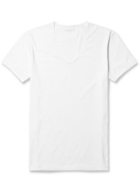 T-shirt à col en v blanc Derek Rose