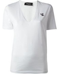 T-shirt à col en v blanc DSquared