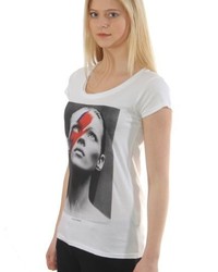 T-shirt à col en v blanc Eleven Paris