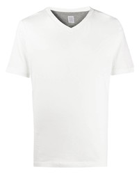 T-shirt à col en v blanc Eleventy
