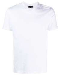 T-shirt à col en v blanc Emporio Armani