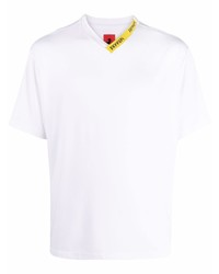 T-shirt à col en v blanc Ferrari
