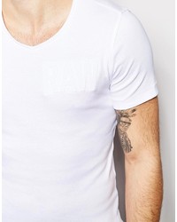 T-shirt à col en v blanc G Star