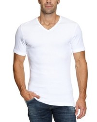 T-shirt à col en v blanc Garage