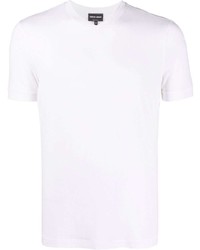T-shirt à col en v blanc Giorgio Armani