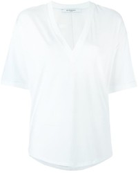 T-shirt à col en v blanc Givenchy