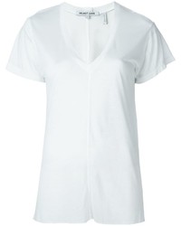 T-shirt à col en v blanc Helmut Lang