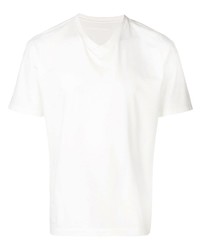 T-shirt à col en v blanc Issey Miyake