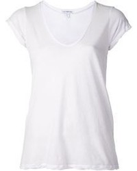 T-shirt à col en v blanc James Perse