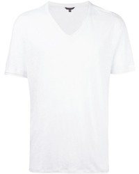 T-shirt à col en v blanc John Varvatos