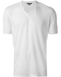 T-shirt à col en v blanc John Varvatos