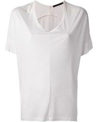 T-shirt à col en v blanc Kai-aakmann