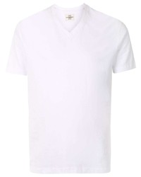 T-shirt à col en v blanc Kent & Curwen