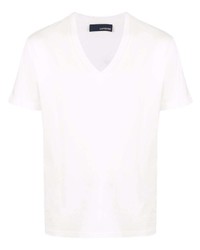 T-shirt à col en v blanc Lardini