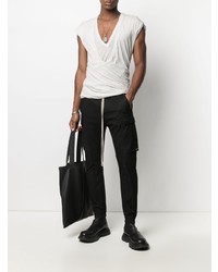 T-shirt à col en v blanc Rick Owens