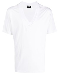 T-shirt à col en v blanc Les Hommes