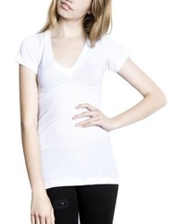 T-shirt à col en v blanc LnA